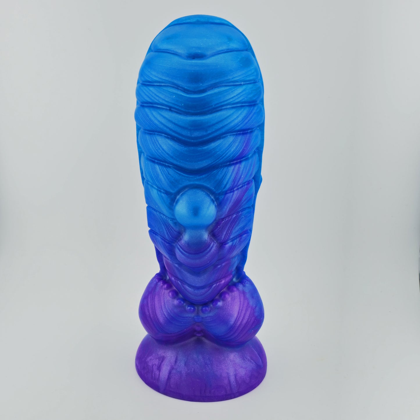 Brat Breakers Armadildo dildo in Behemoth size. Purple and blue