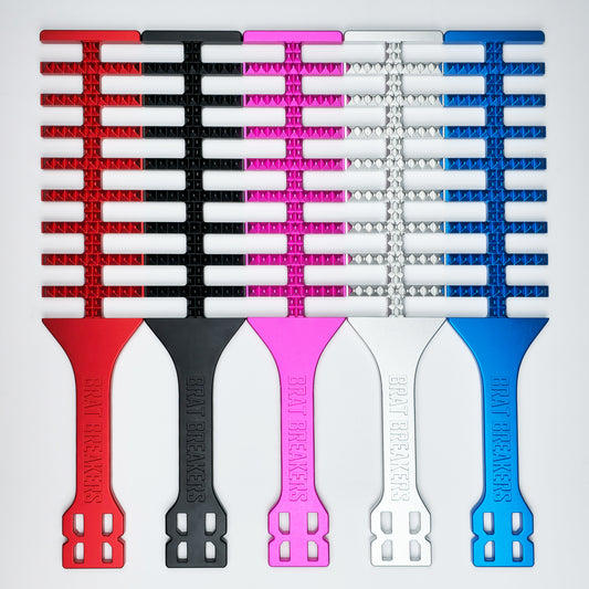 Collection of Spanking Paddles made by Brat Breakers in five different colours