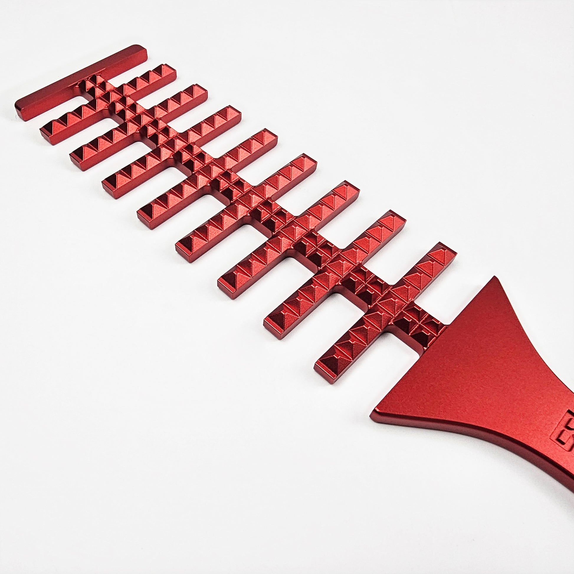 Red Steel Spanking Paddle with studs made by Brat Breakers