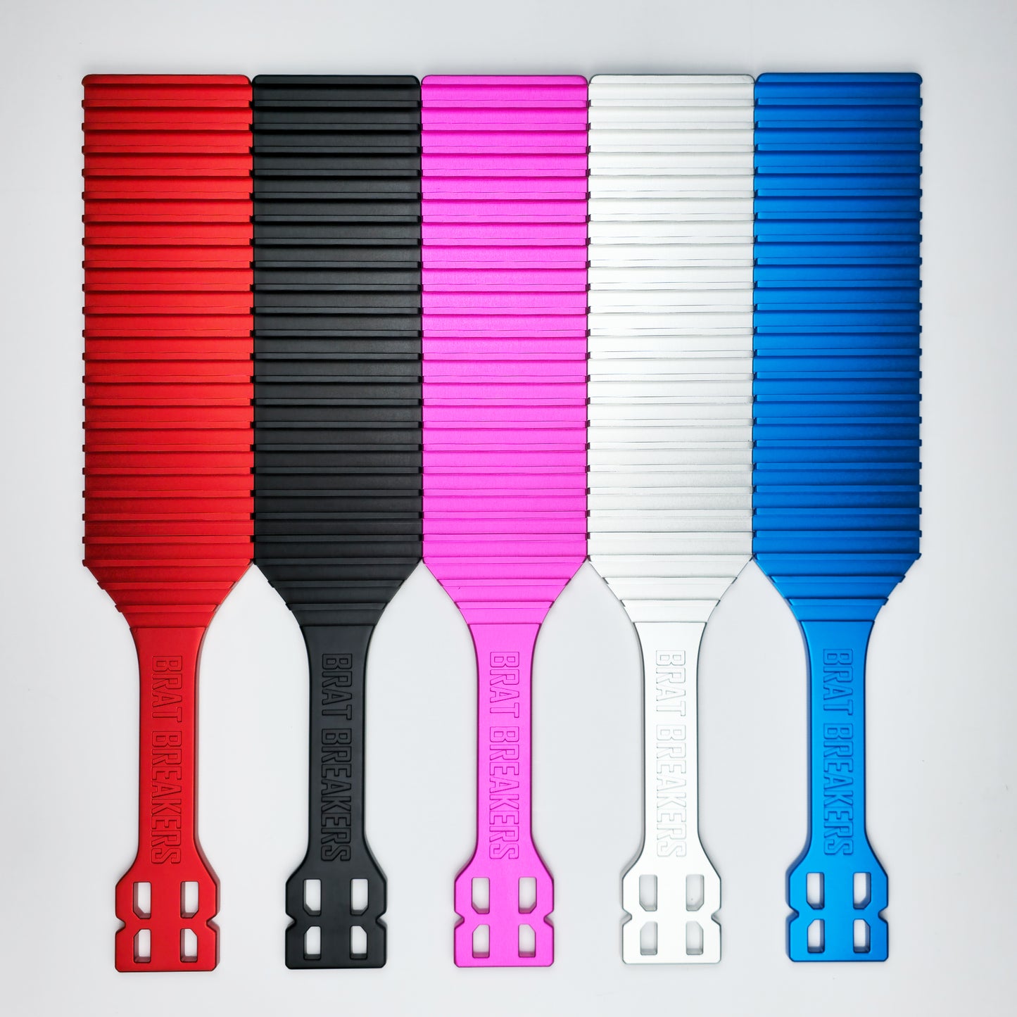 Collection of spanking made by Brat Breakers in five different colours