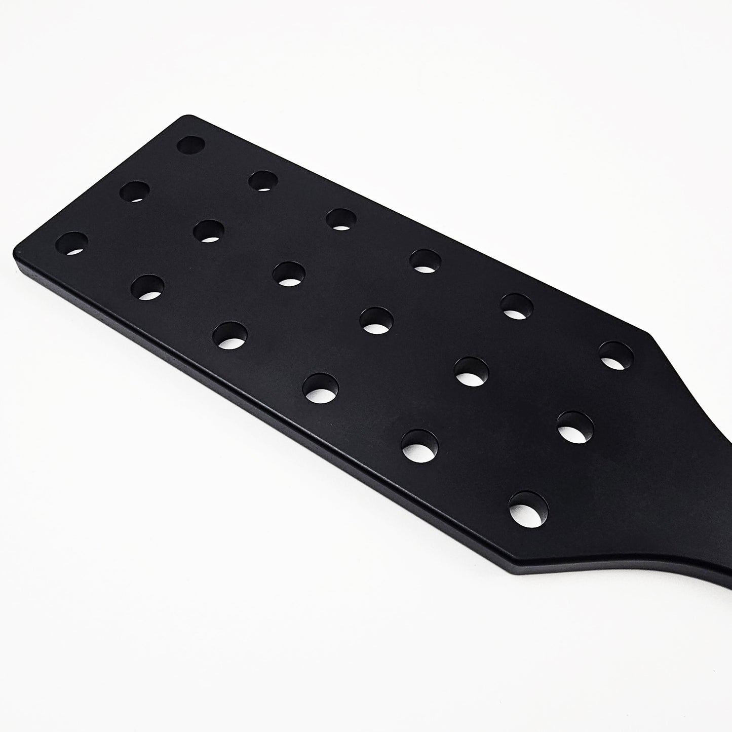 Black Steel Spanking Paddle with holes made by Brat Breakers