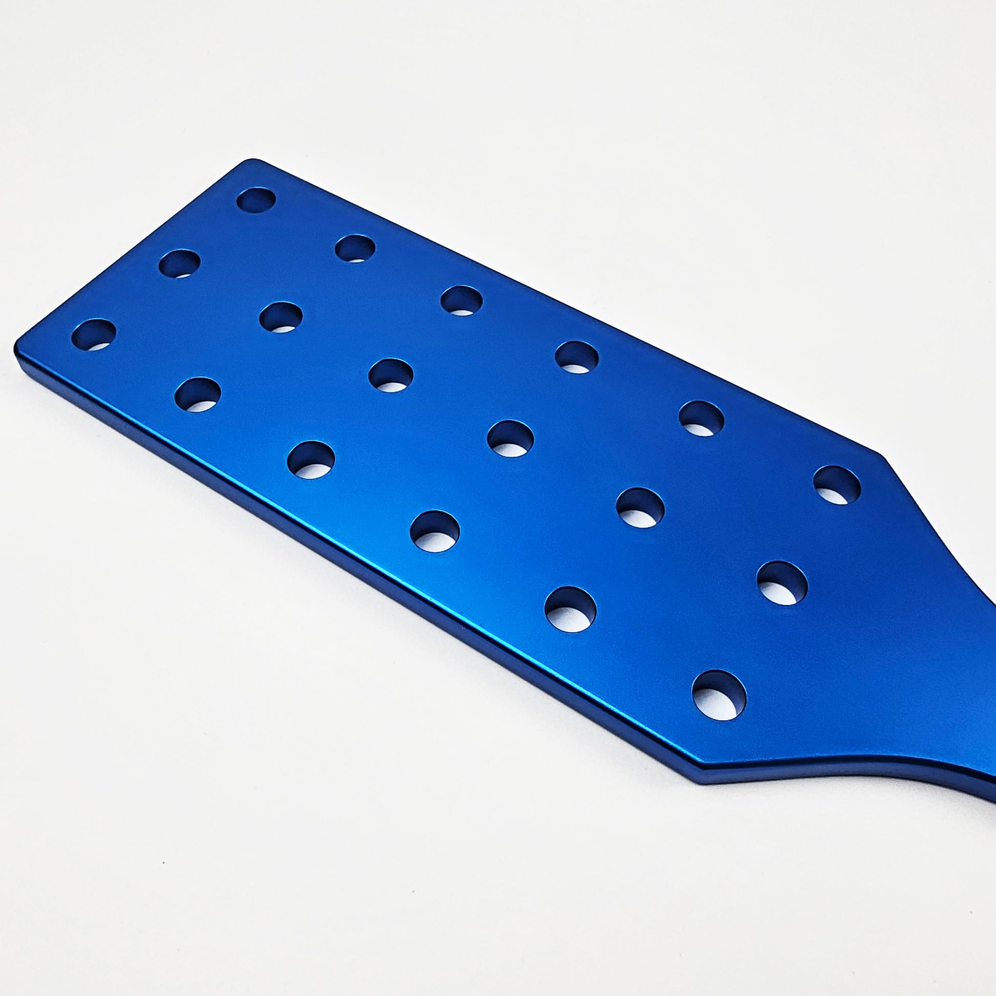 Blue Steel Spanking Paddle with holes made by Brat Breakers