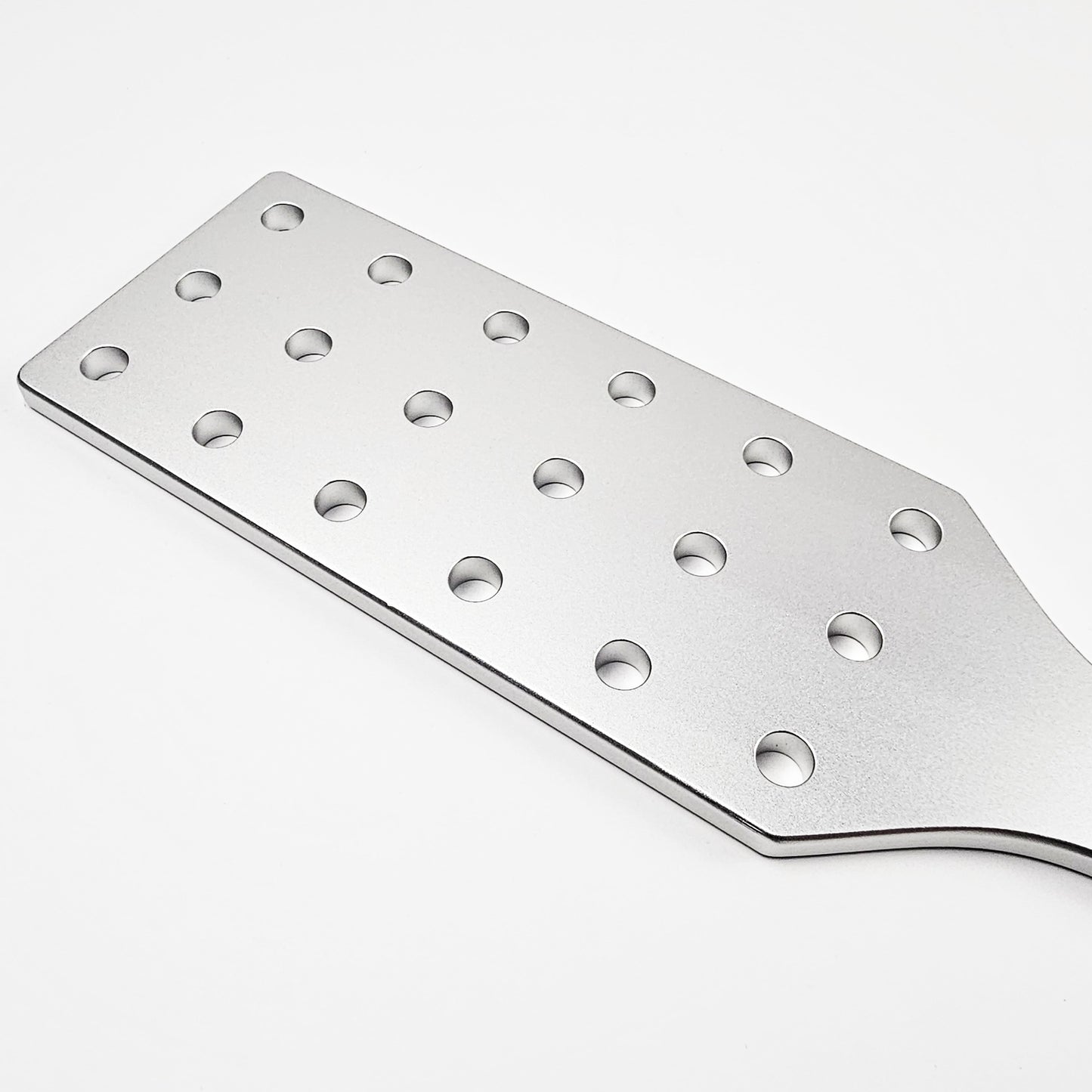 Silver Steel Spanking Paddle with holes made by Brat Breakers