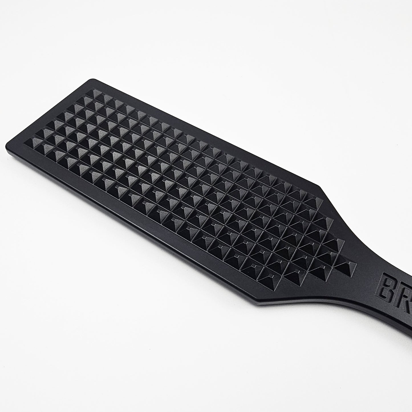 Black Steel Spanking Paddle with studs made by Brat Breakers