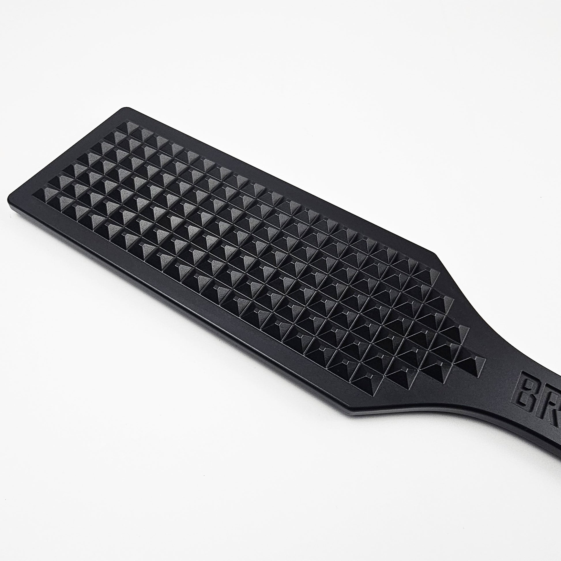 Black Steel Spanking Paddle with studs made by Brat Breakers