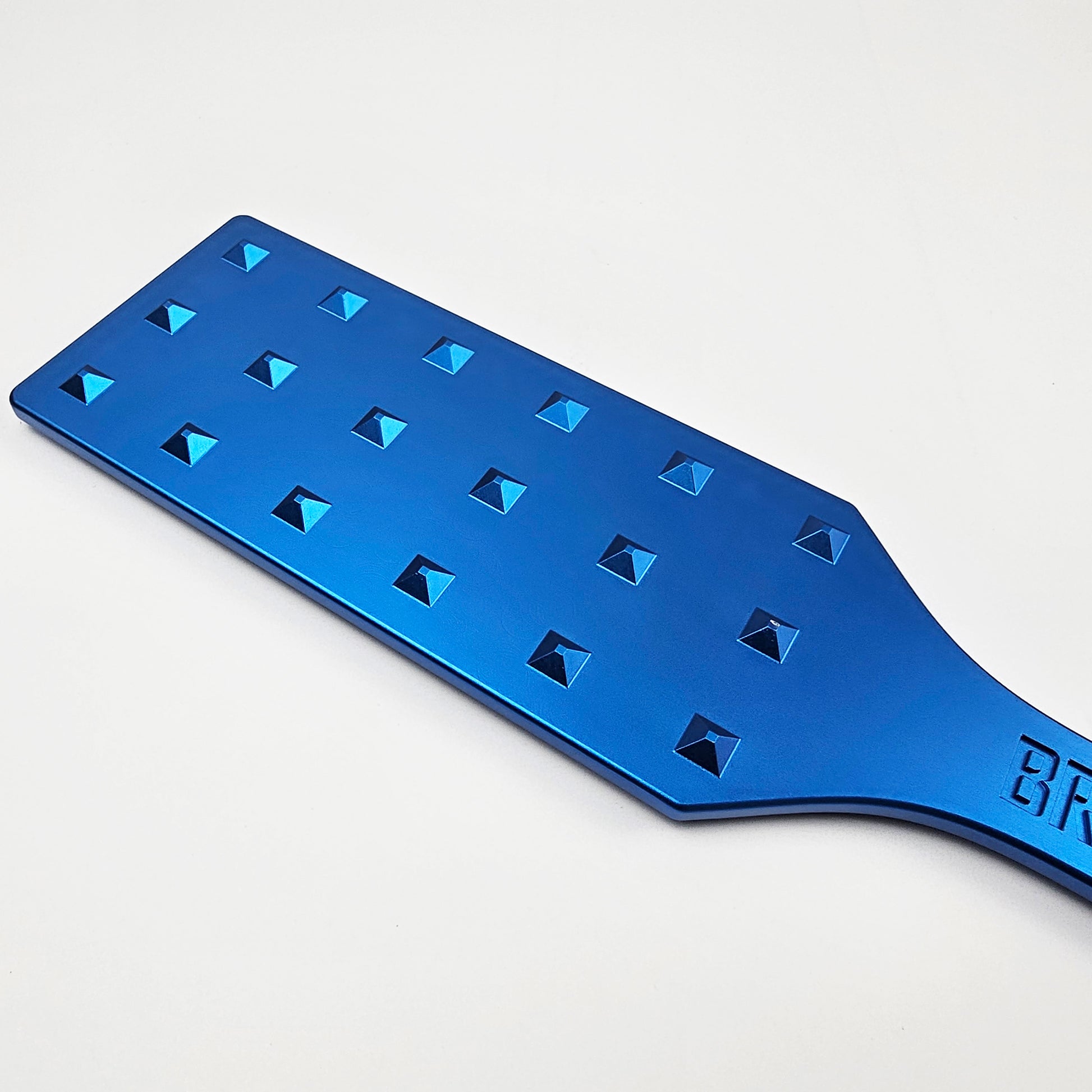 Blue Steel Spanking Paddle with studs made by Brat Breakers
