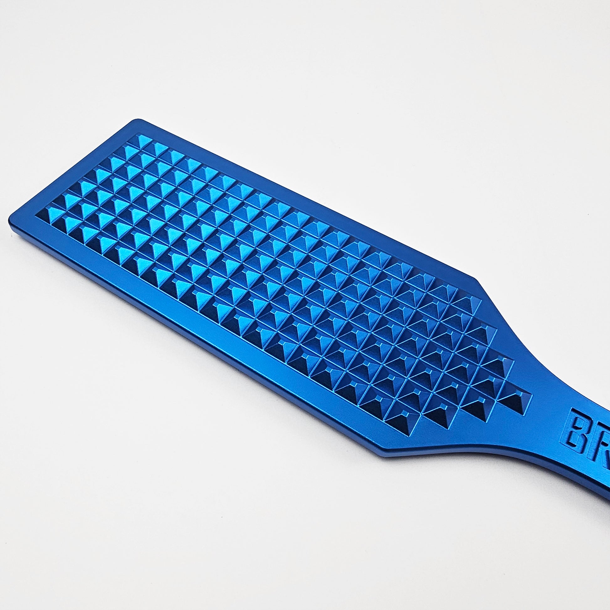 Blue Steel Spanking Paddle with studs made by Brat Breakers