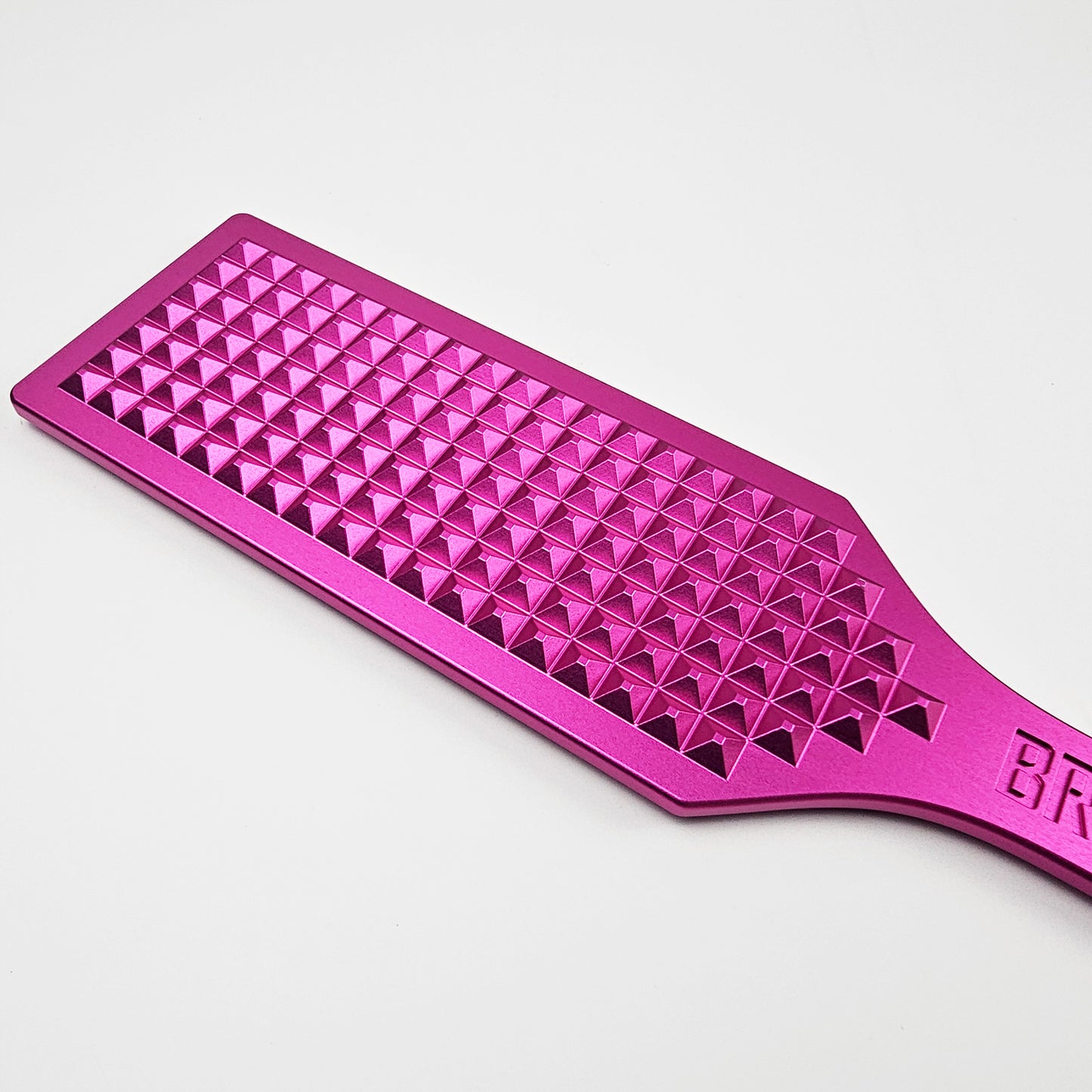 Pink Steel Spanking Paddle with studs made by Brat Breakers