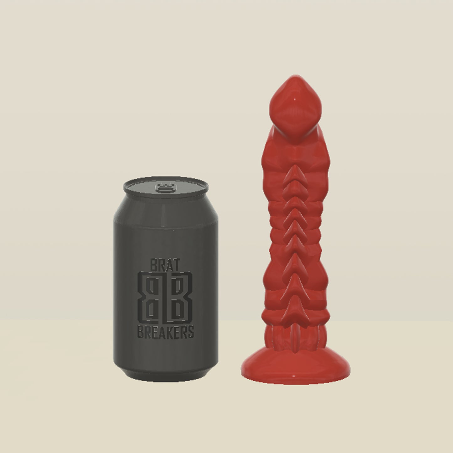 CAD design of Brat Breakers Draggin' dildo. Red