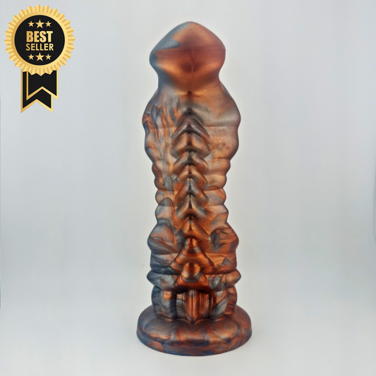 Brat Breakers Behemoth Draggin' Silicone Sex Toy Red Bronze and Silver Grey