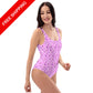 Model wearing a pink patterned One-Piece Swimsuit - Toy Lyf with a flattering fit by Brat Breakers in Swimwear and All Clothing