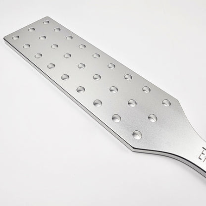 Silver Steel Spanking Paddle with holes made by Brat Breakers