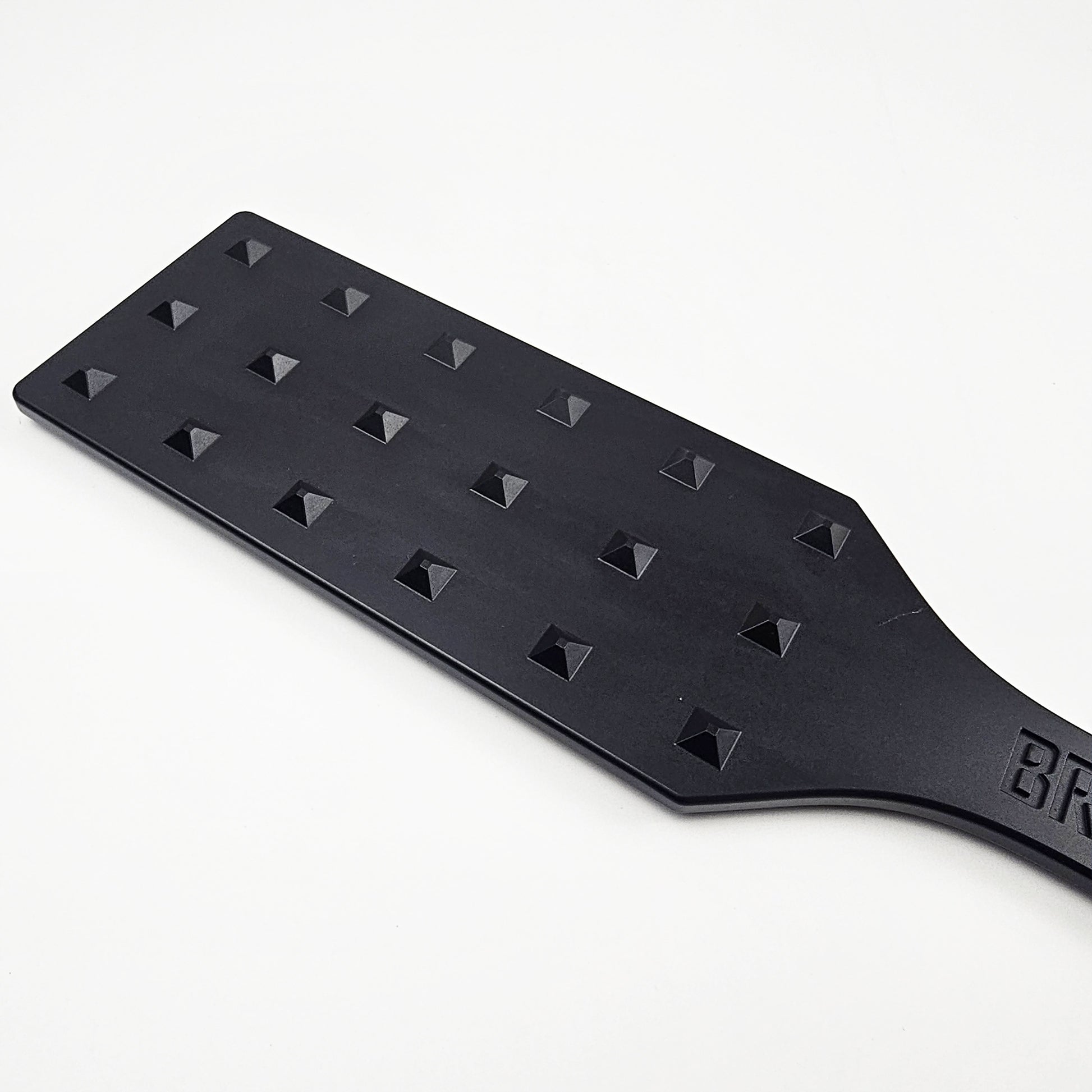 Black Steel Spanking Paddle with studs made by Brat Breakers