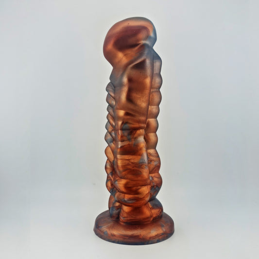 Brat Breakers Behemoth Draggin' Silicone Sex Toy Red Bronze and Silver Grey