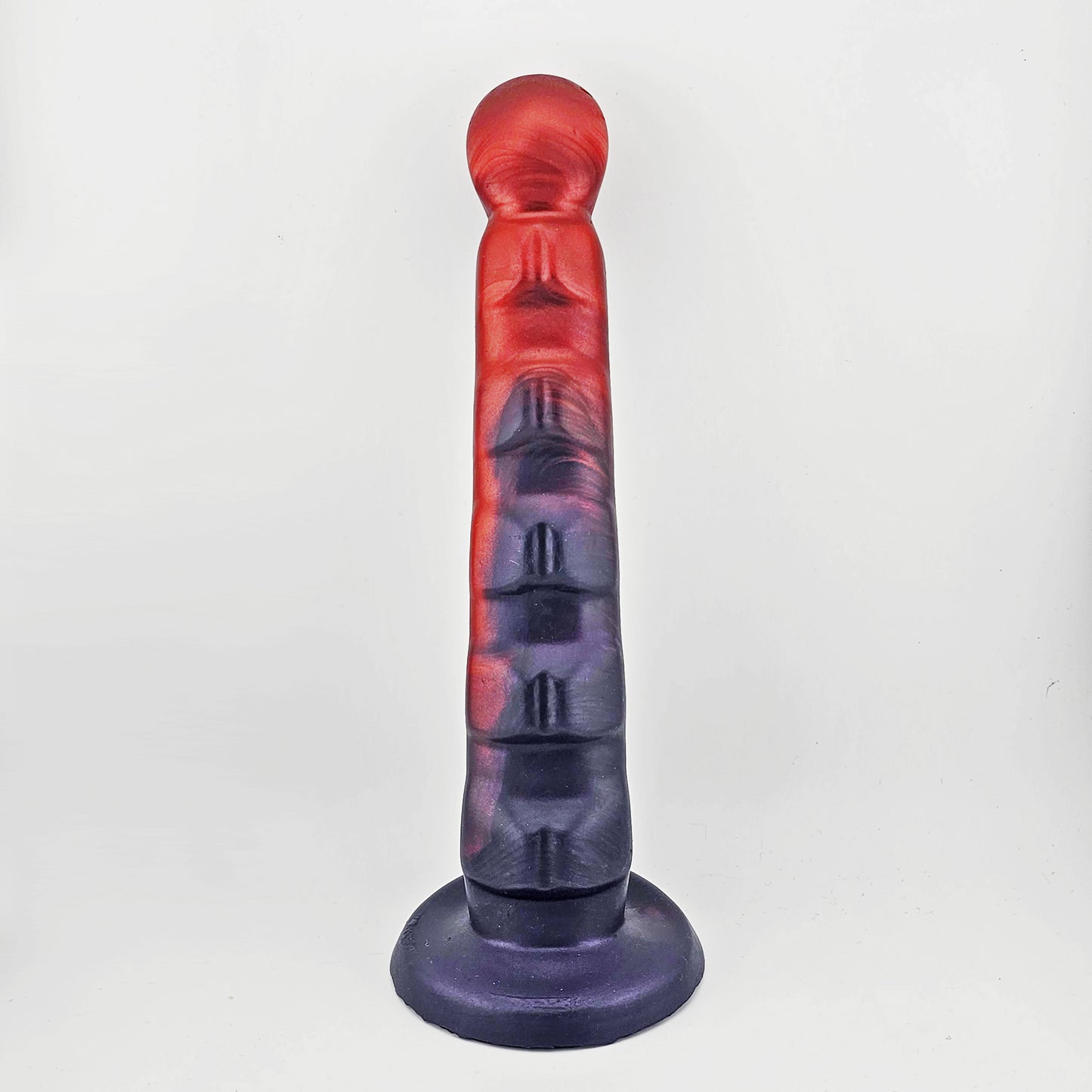 Brat Breakers Bold Jurassic Silicone Dildo in red and black 