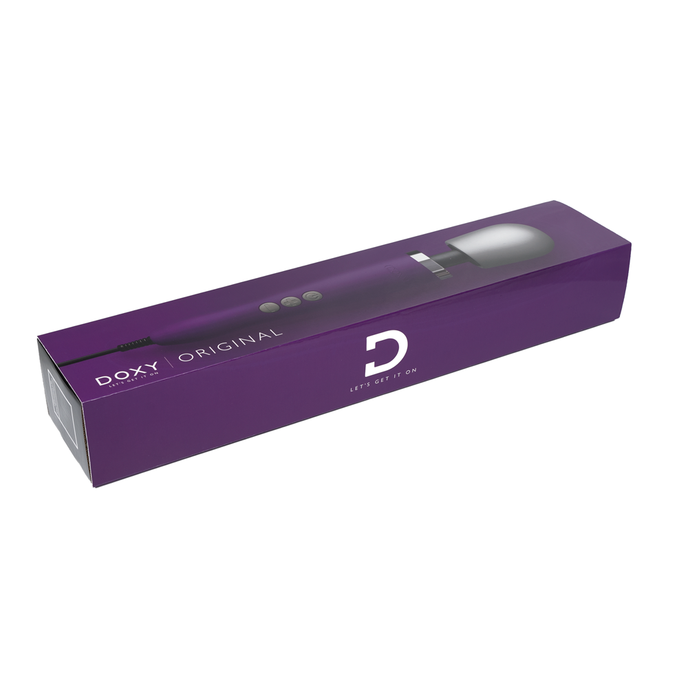 Doxy Original wand box in purple. Vibrating Wand product image