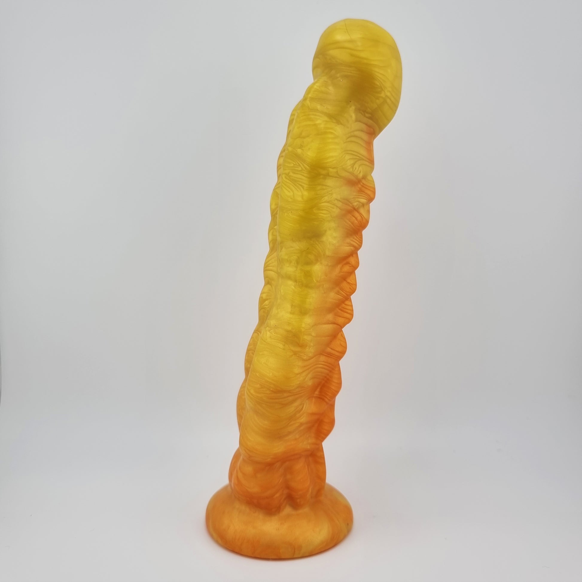 Brat Breakers Draggin' dildo. Yellow and orange. side on